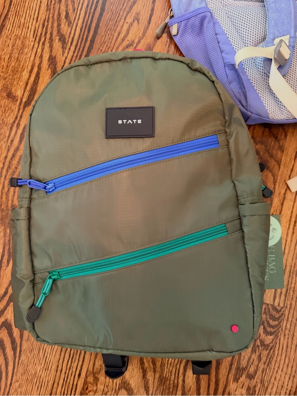 STATE Kane Kids Double Pocket Backpack - Ripstop Olive Green - NWT